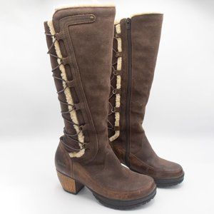 Jambu Faux Shearling Knee High Microban Memory Foam Boots with Traction Heel